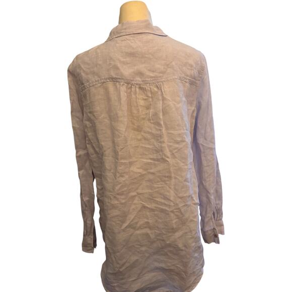 Sigrid Olsen 100% Linen Tunic Top, Roll Tab Sleeves, Lavender, Size Medium - Picture 4 of 4